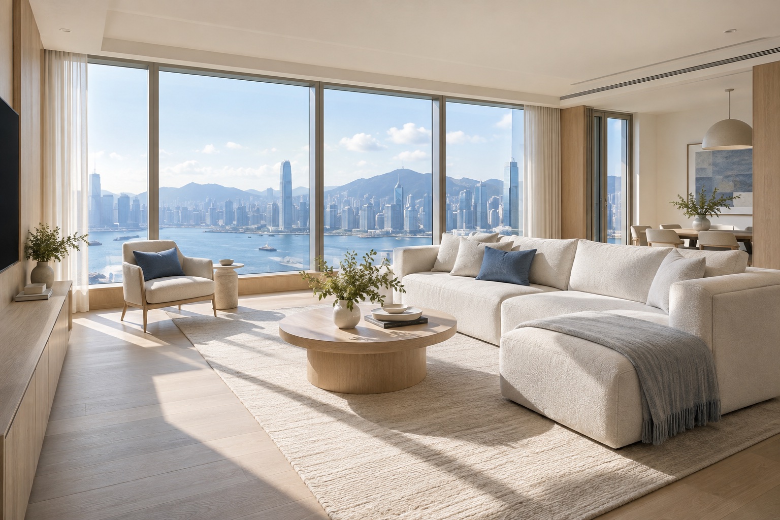 明亮的住宅客廳示意